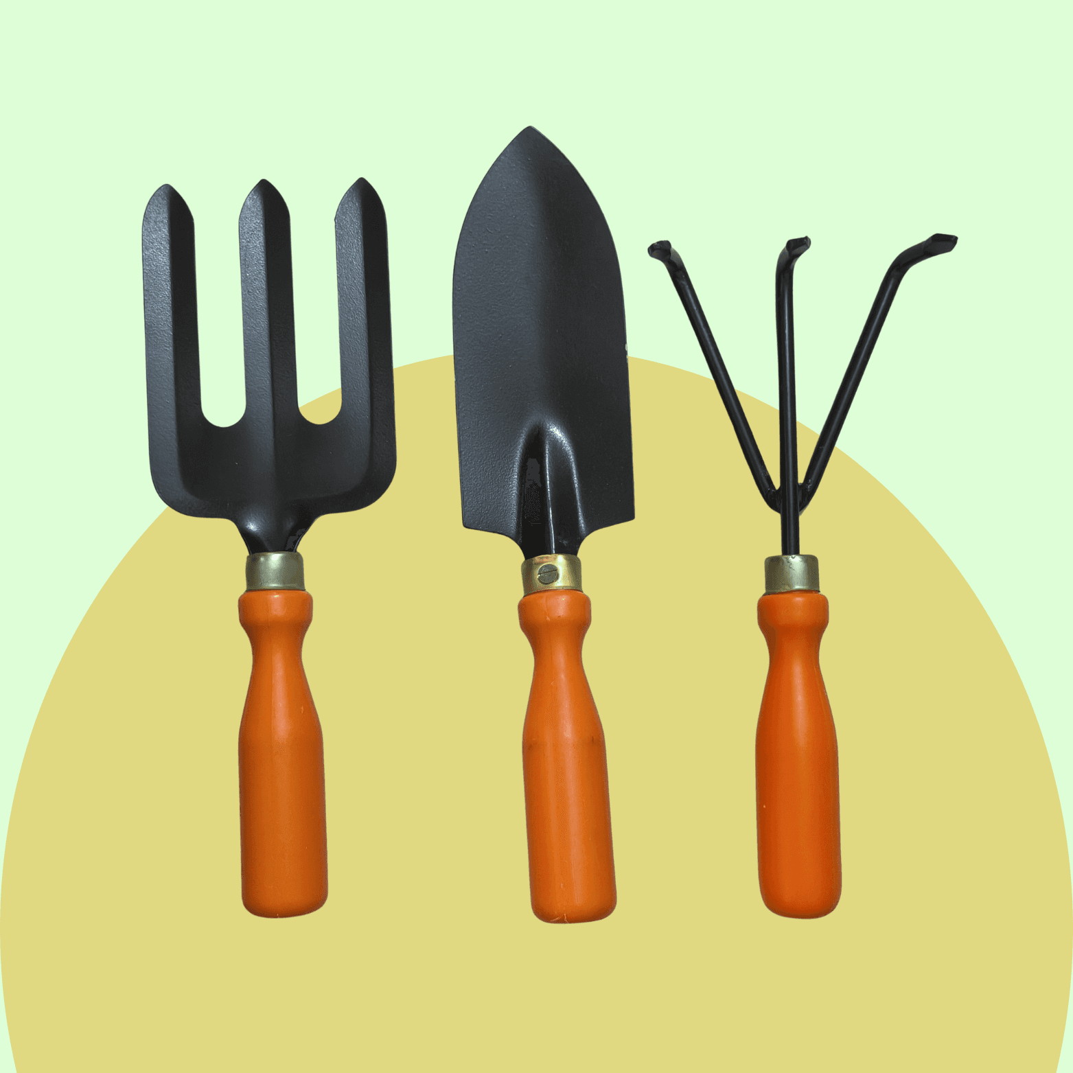 Hand Fork, Hand Cultivator & Hand Trowel Set of 3 Big (Plastic Handle)
