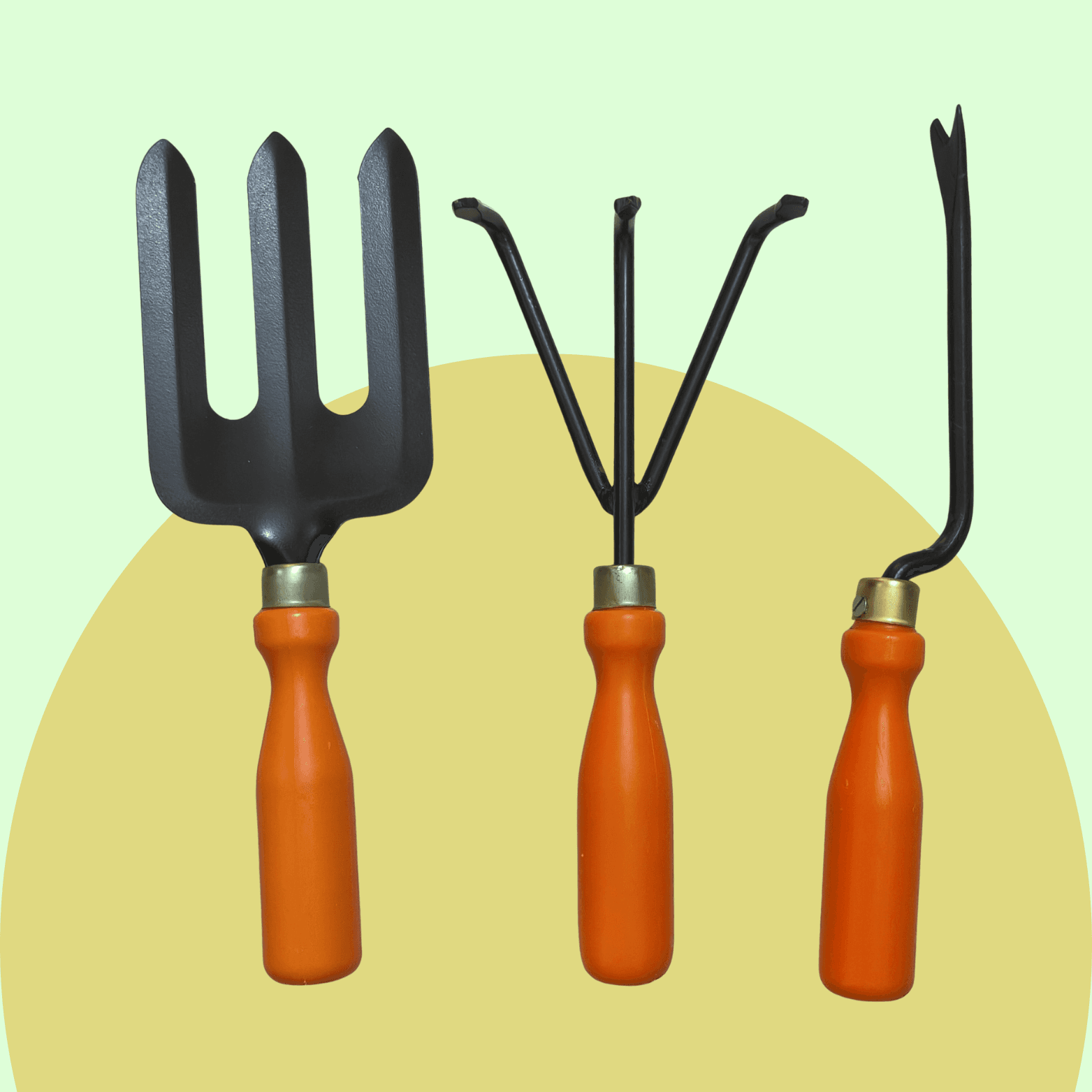 Hand Fork, Hand Cultivator & Hand Weeder Set of 3 Big (Plastic Handle)