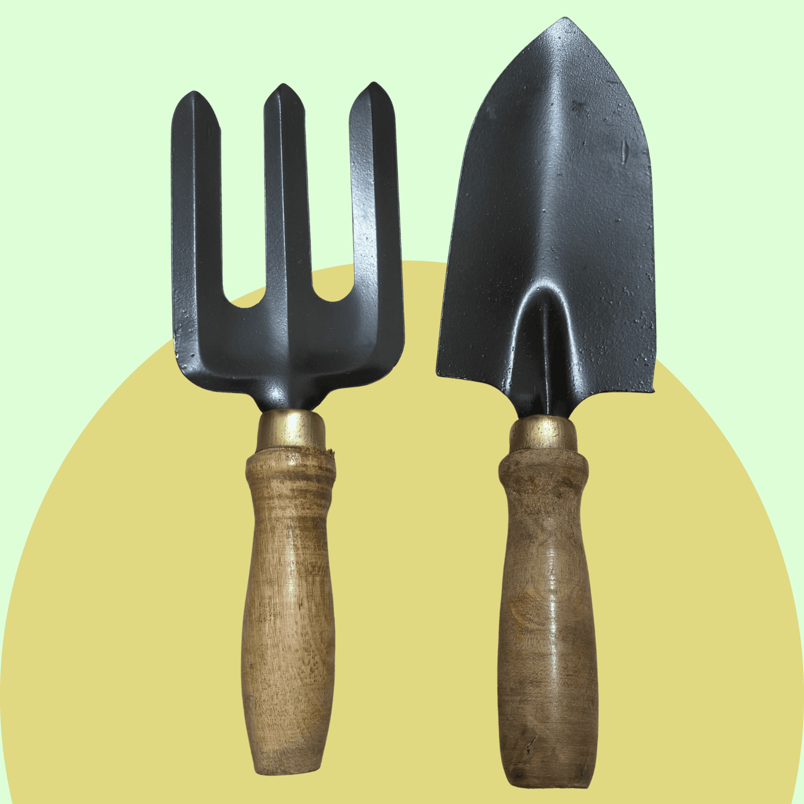 Hand Fork & Trowel Set Big (Wooden Handle)