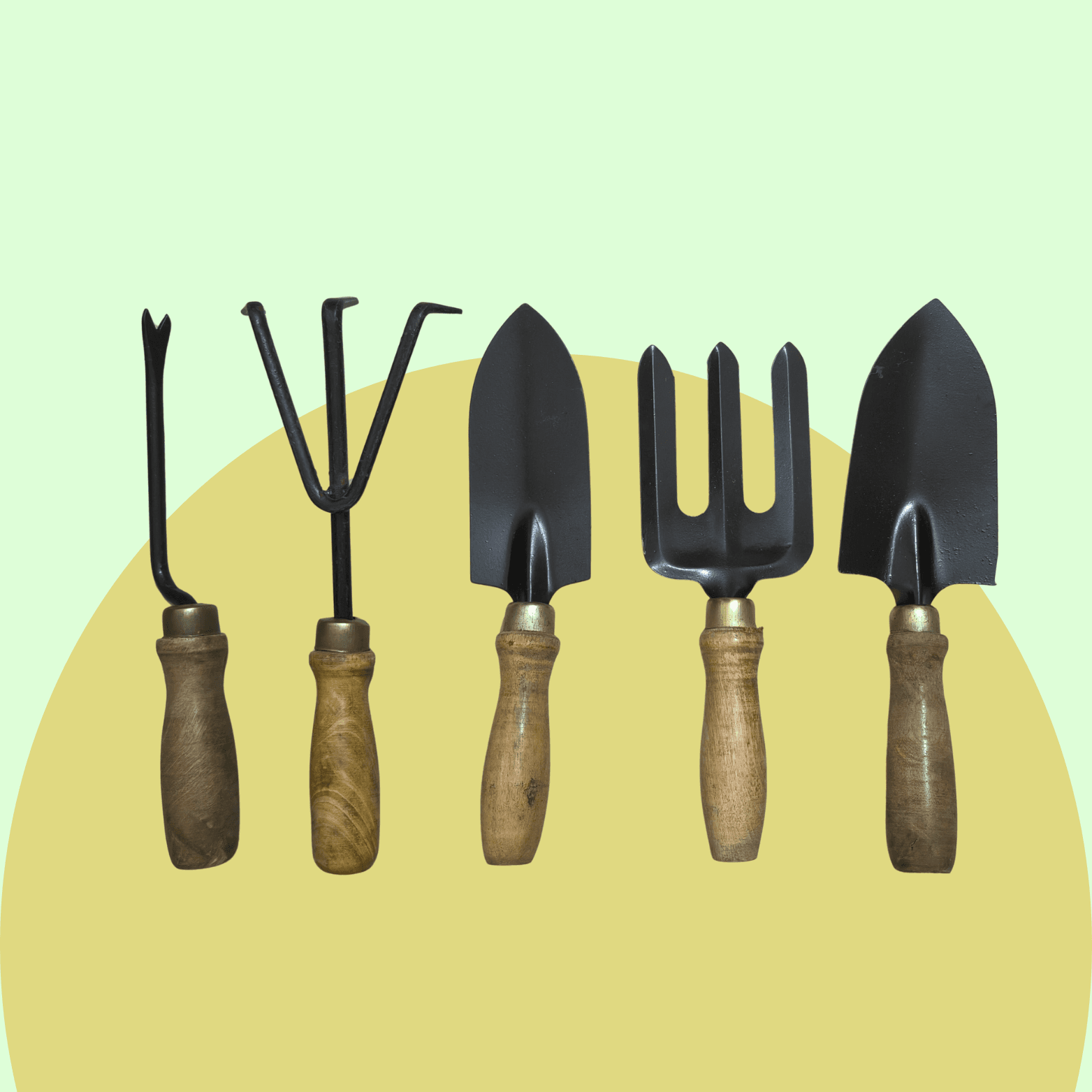 Hand Trowel Set of 5 Big (Wooden Handle)