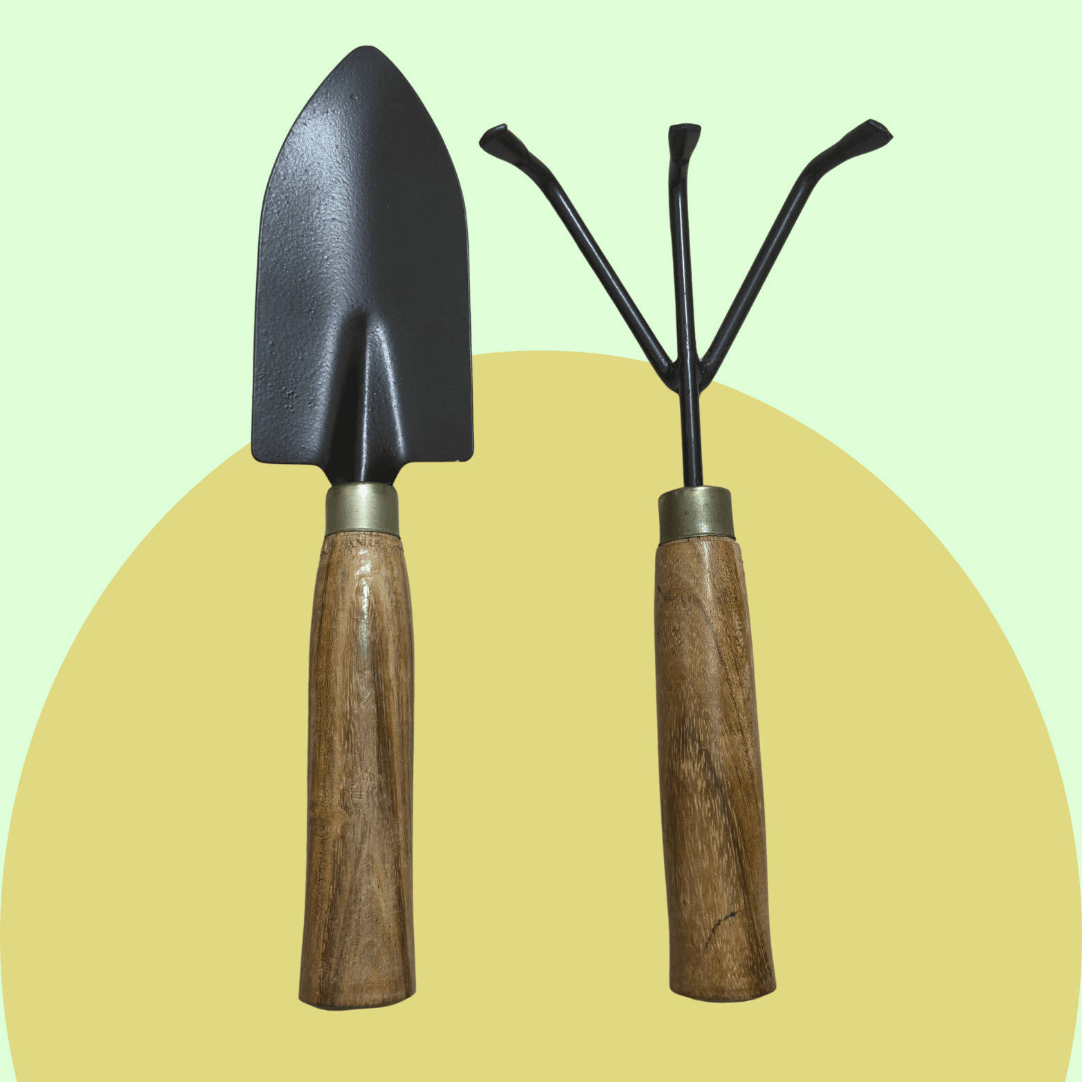 Hand Trowel and Cultivator Small (Wooden Handle)